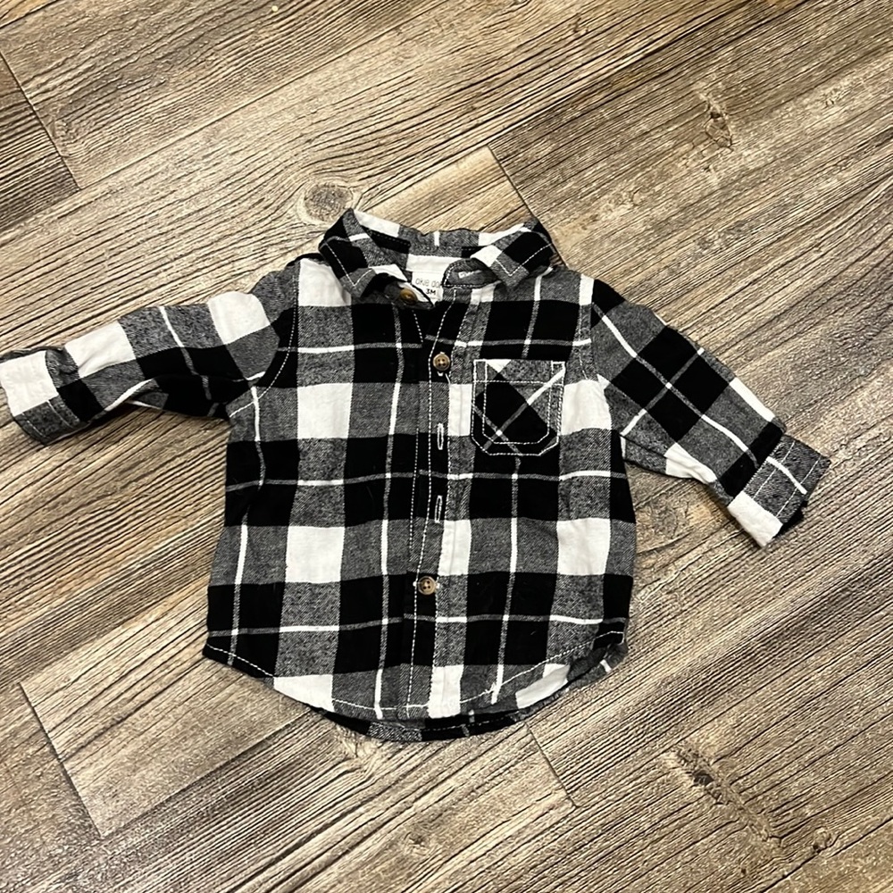 Okie dokie plaid shirt 3 months